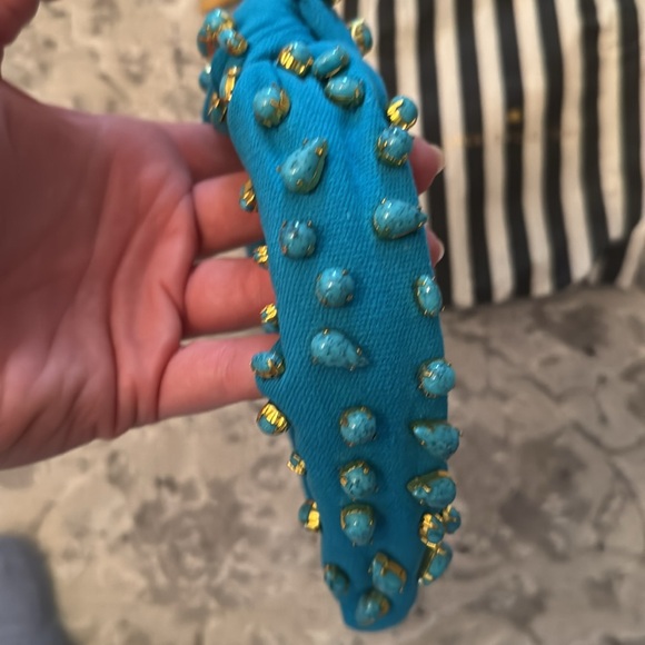 Lele Sadoughi turquoise candy jewelled knotted headband - Picture 2 of 5
